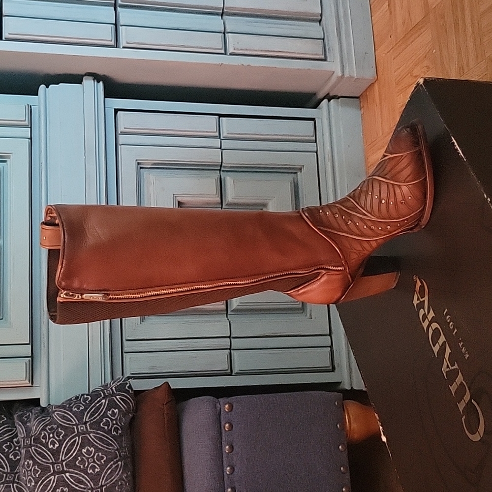 Brown leather boots